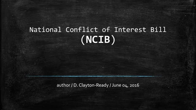 National Conflict of Interest Bill (NCIB)
