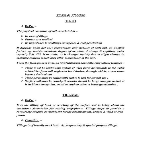 TILTH & TILLAGE