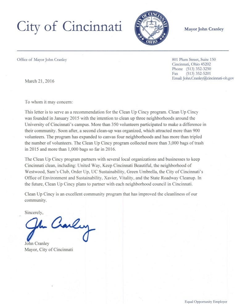 clean up cincy 2c letter of recommendation pdf recommendation letter website