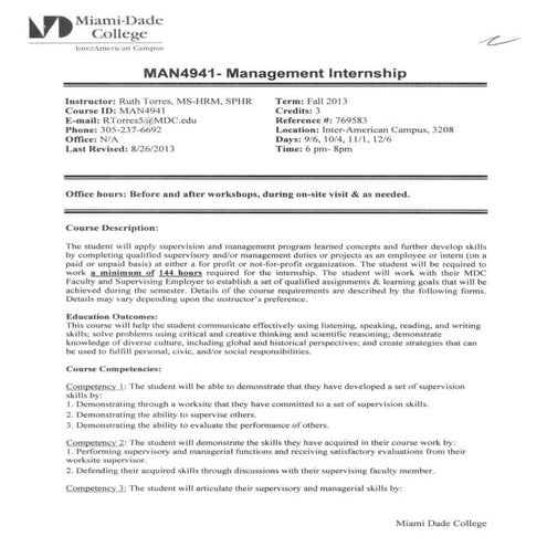 Internship Syllabus - Marina | PDF