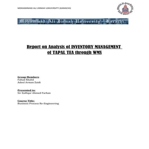 Report on WMS in Tapal Tea