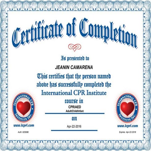 CPR Certificate Jeanin | PDF