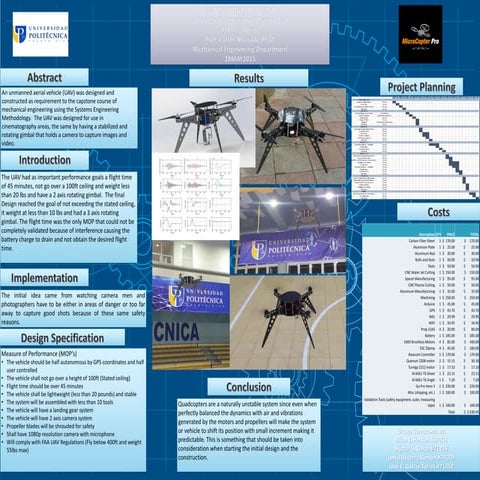 UAV PROJECT FINAL..Design and analysis of unmanned aerial vehicle | PPT