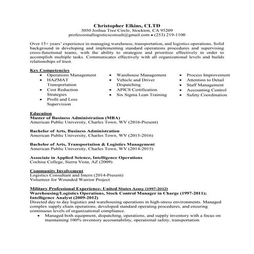 Christopher Elkins Resume