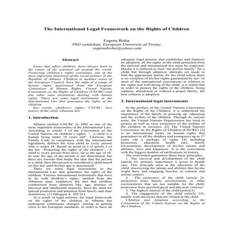 The International Legal Framework on the rights of children | PDF