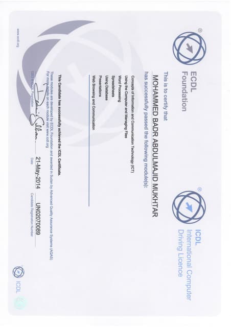 ICDL Certificate