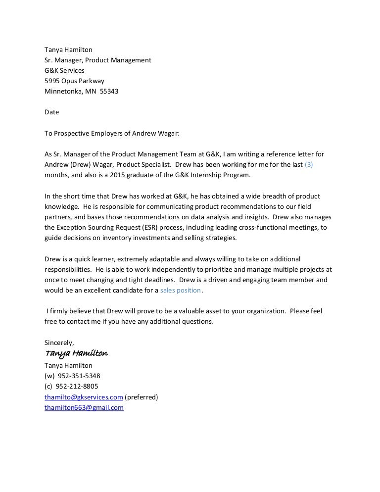 reference letter product specialist samples for reference letters