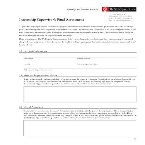 TWC Internship Supervisors Final Assessment SU 2013
