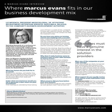 Marcus Evans Profile _ Liz Moench, CEO MediciGlobal
