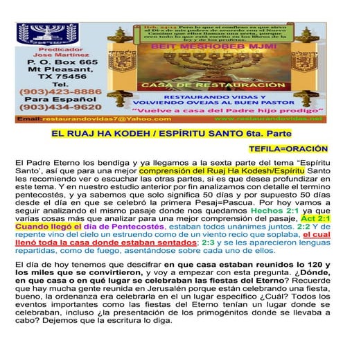 6 el ruaj ha kodesh 6ta. parte