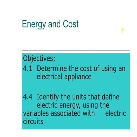 Energy and Cost