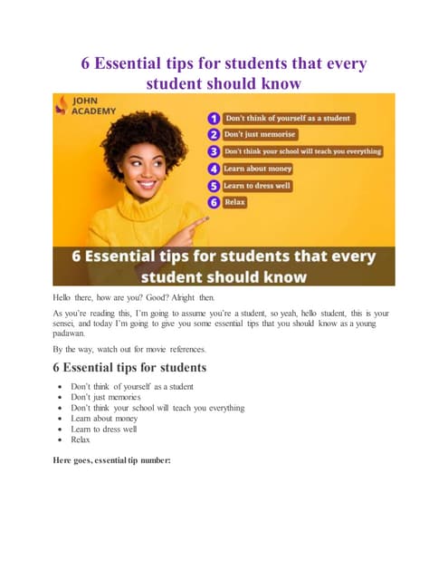 6 essential tips for students that every student should know