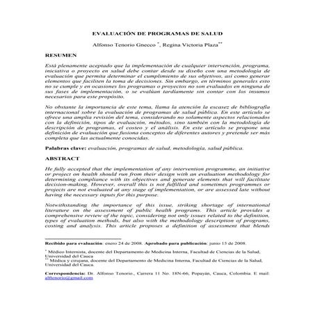 6) evaluación de programas de salud