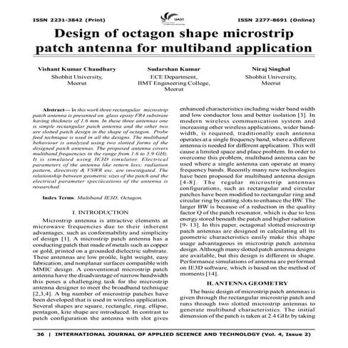Design of octagon shape microstrip patch antenna for multiband application