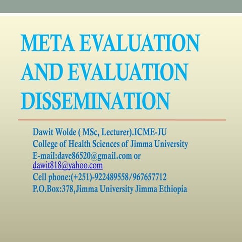Meta Evaluation and Evaluation Dissemination(Manual 3)