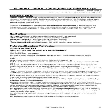 Andre Jankowitz CV - Full Version
