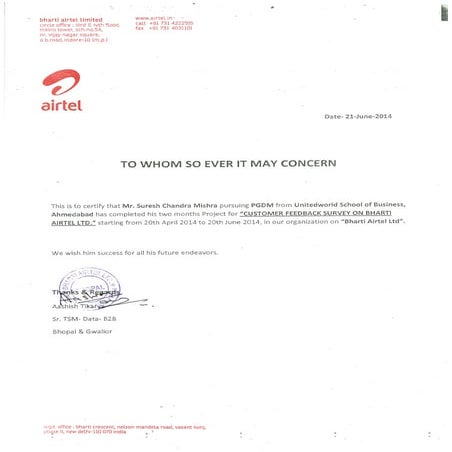 AIRTEL SIP CERTIFICATE
