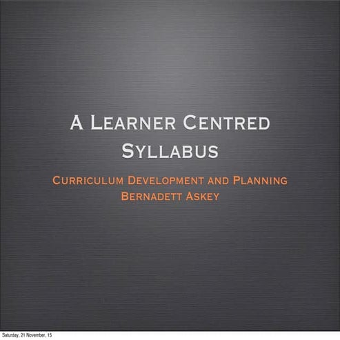 Learner Centered Syllabus