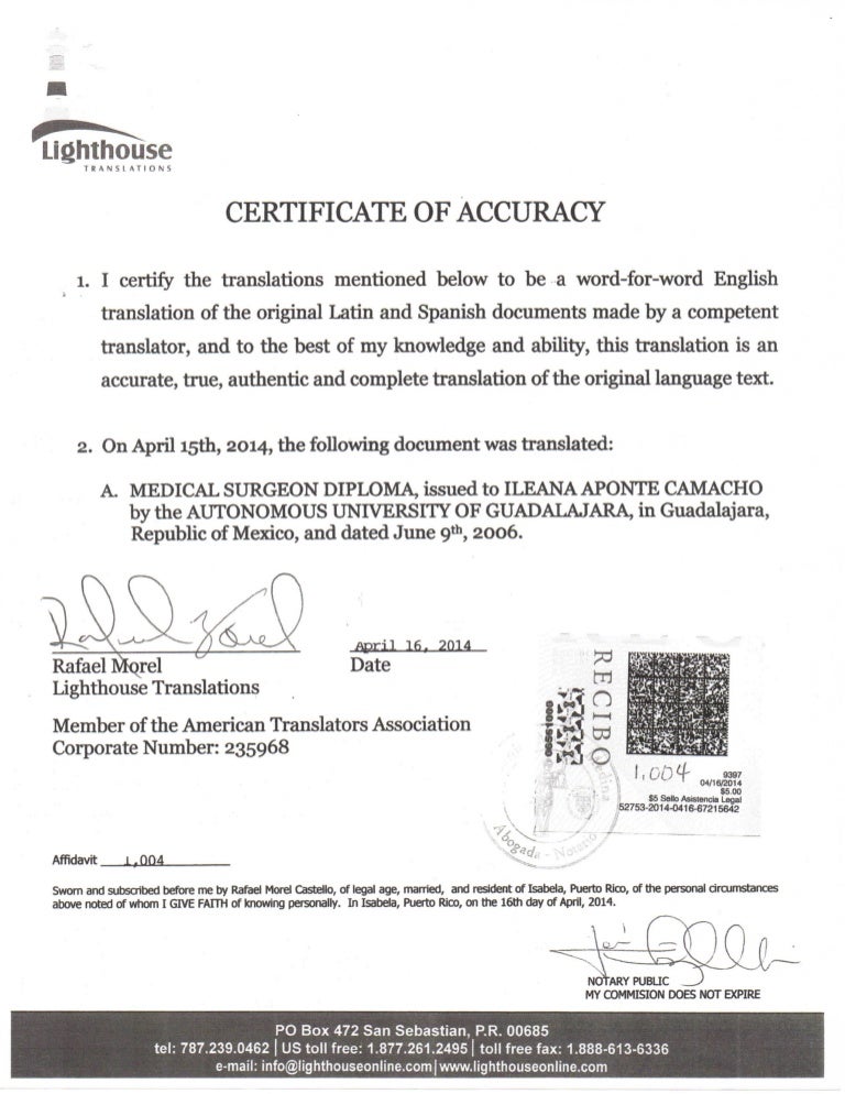 Med Diploma And Translation