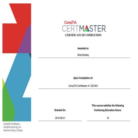 CompTIA A+ 220-801 Certificate | PPT