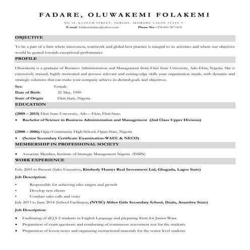 Fadare Folakemi cv