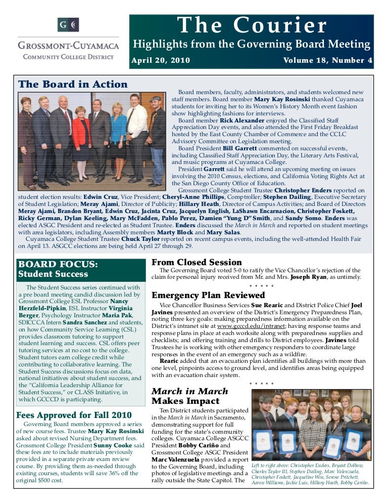 Grossmont College 2022 Calendar Courier-Apr-10 (Grossmont College, State Legislature Assembly Certifi…