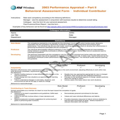 Behavioral Assessment Form
