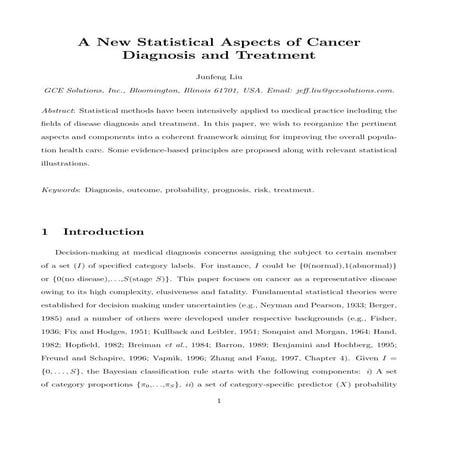 A New Statistical Aspects of Cancer Diagnosis and Treatment