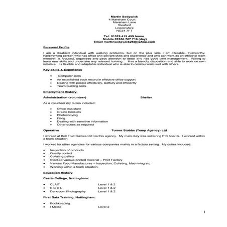 Thomas Tootell CV 1 | DOCX