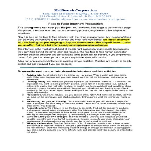 Winning Blueprint For the Job Interviewing Process | DOC