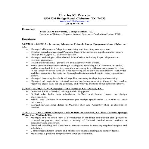 Charles M. Warren - resume | DOC
