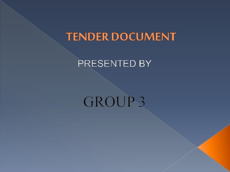TENDER DOCUMENT