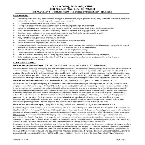 Donna Galay Resume January 2016