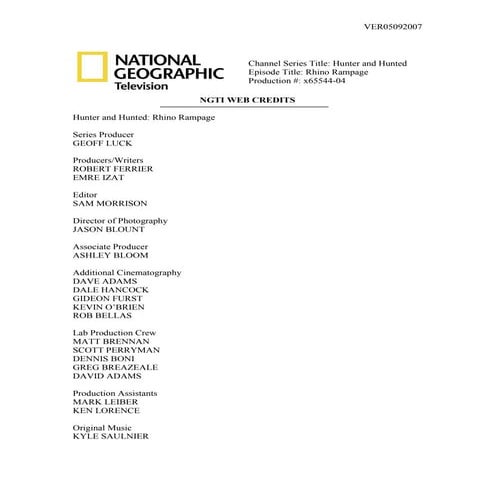 Hunter and Hunted IV Rhino Rampage - credits (1) | PDF