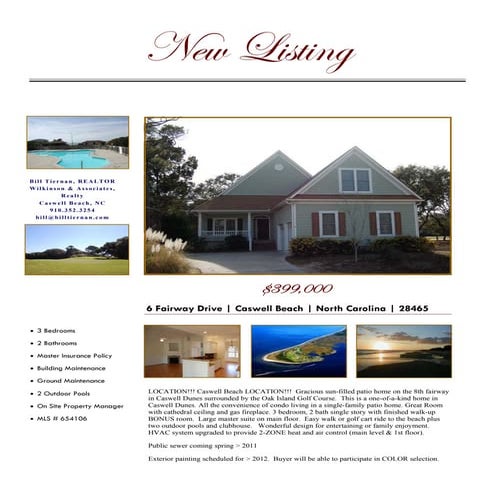 6 Fairway Drive, Caswell Beach, NC