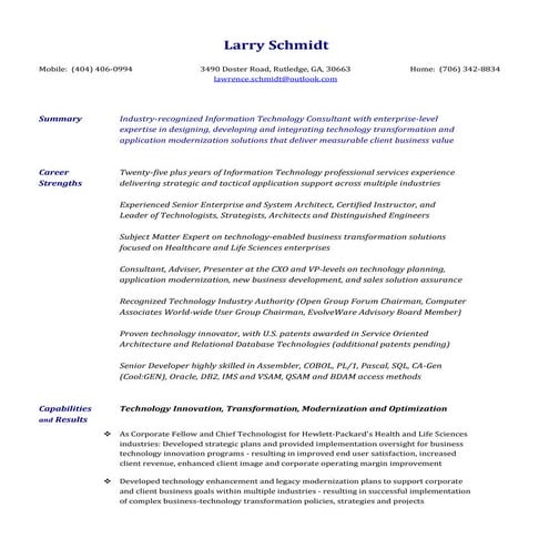 Resume (Functional) - Larry Schmidt - 2015