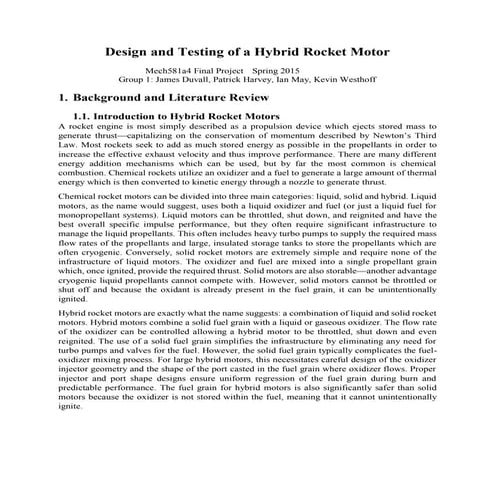 Hybrid Rocket Motor Final Report