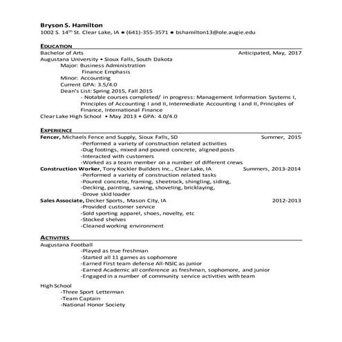 Bryson S. Hamilton Resumé