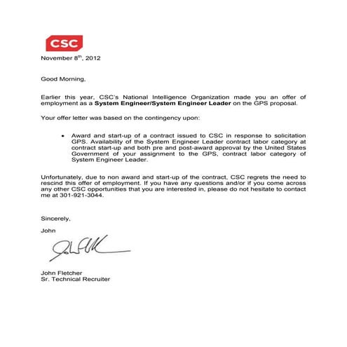 GPS Rescind offer letter | PDF