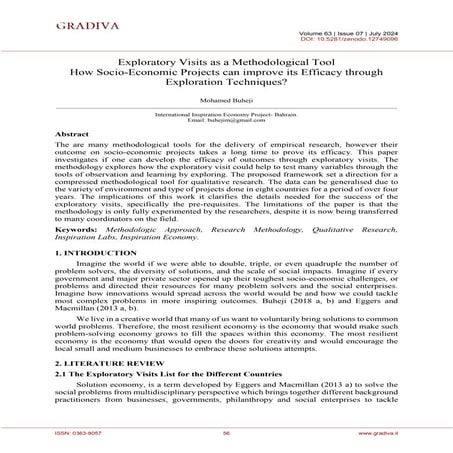 EXPLORATORY VISITS AS A METHODOLOGICAL TOOL HOW SOCIO-ECONOMIC PROJECTS CAN I...