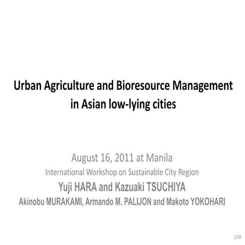 Urban Agriculture and Bioresource Management in Asian low-lying cities