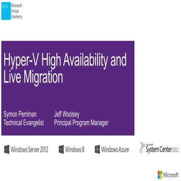 Hyper-V High Availability and Live Migration
