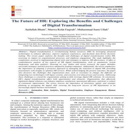 The Future of HR: Exploring the Benefits and Challenges of Digital Transforma...