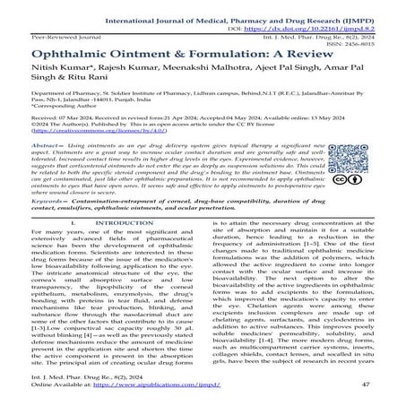 Ophthalmic Ointment & Formulation: A Review | PDF