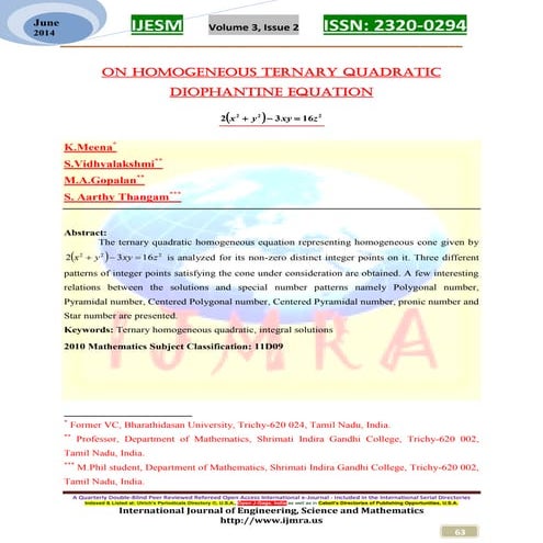 ON HOMOGENEOUS TERNARY QUADRATIC DIOPHANTINE EQUATION