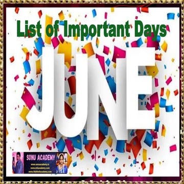 JUNE Month List of Important Days for Events and Celebrations