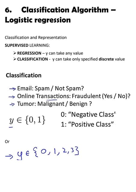 6 logistic regression classification algo | PDF