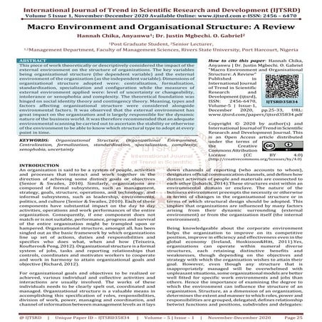 Macro Environment and Organisational Structure A Review