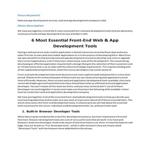 6 most essential front end web &amp; app development tools