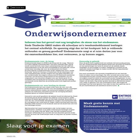 Eindexamensite.nl is de onderwijsondernemer in Vives van december 2021!